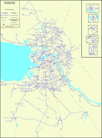 Схема маршрутов городских автобусов